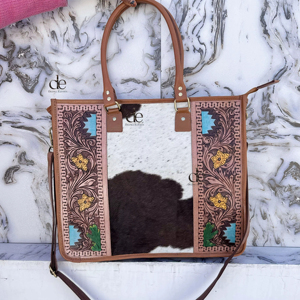 Sac fourre-tout en cuir sculpté à la main par un designer, élégant sac à main en cuir, sacs en cuir de vachette pour femmes, multi-usages - Product Image 1