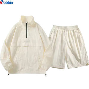 Conjunto Deportivo Unisex de 2 Piezas con Media Cremallera, Cómodo y Transpirable, Chaqueta Cortavientos de Verano y Pantalones Cortos Deportivos para Actividades al Aire Libre - Product Image 1