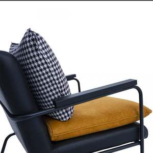 Modern PU Leather Living Room Chair with Metal Legs and Velvet Cushion Solid Back Leisure <b>Armchair</b> for Indoor Use - Product Image 4