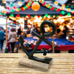 รูปสมอตกแต่งทำจากอลูมิเนียมพร้อมขาตั้งไม้สำหรับตกแต่งคริสต์มาสสำหรับตกแต่งบ้านตามเทศกาล - Product Image 2