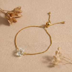 กำไลข้อมือควอตซ์สโมคกี้เคลือบทอง 18k, กำไลข้อมือมูนสโตนปรับขนาดได้, กำไลข้อมือพลอย, กำไลข้อมือผู้หญิง ของขวัญสำหรับเธอ - Product Image 4