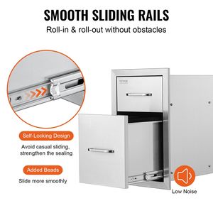 Accessorio per Cucina Esterna: Cassetti Doppi per BBQ con Maniglia in Acciaio Inox, 13" L x 20.4" A x 20.8" P, Montaggio a Filo per Isola di Stoccaggio - Product Image 5