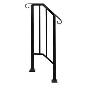 Artisasset Matte Black 1st Tier <b>Outdoor</b> Iron <b>Handrail</b> Garden Supplies - Product Image 1