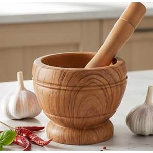 Eco Friendly Wooden Mortar and Pestle Set Heavy Duty Hand <b>Grinder</b> for <b>Herbs</b> Spices Nuts Seeds and Seasonings - Product Image 1