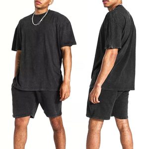 Ensemble court décontracté deux pièces délavé à l'acide de haute qualité / Nouveau design Ensemble short streetwear deux pièces délavé à l'acide pour homme - Product Image 6