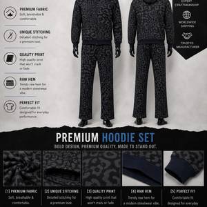 Women Leopard Print Tracksuit Set Hooded Sweatshirt Full Length <b>Pants</b> Casual Style 100% Polyester Breathable Midweight - Product Image 4