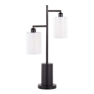 Cannes Contemporary <b>Black</b> <b>Metal</b> Table <b>Lamp</b> with White <b>Shades</b> Modern Elegant Design - Product Image 1