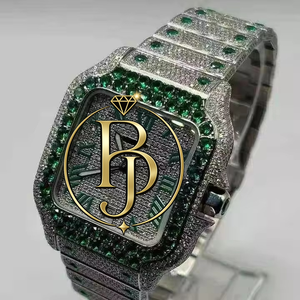 Reloj de Pulsera Briva de Lujo con Diamantes Cuadrados, Bisel Esmeralda, Números Romanos, Cristal de Cuarzo, Resistente al Agua 10 Bar, Acero Inoxidable - Product Image 2