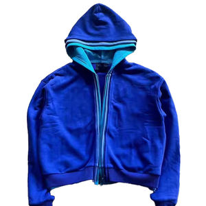 Nouvelle arrivée : sweat à capuche oversize style streetwear d'hiver, en coton vintage uni, triple couche, fermeture éclair, imprimé numérique - Product Image 1