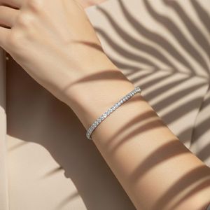 6.00CTW Round Prong-<b>Set</b> Lab Grown E Color Gold Plated Luxury Diamond Tennis Bracelet - Product Image 1