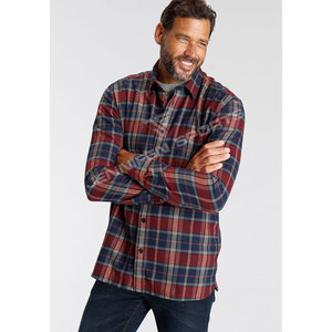 Chemise en flanelle 100 % coton pour homme, manches longues, col montant, boutonnée, motif écossais, anti-boulochage, tricotée, chaude - Product Image 4