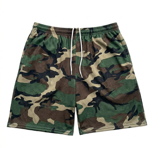 Shorts de basketball en maille tricotée camouflage pour jeunes hommes, personnalisables, en polyester, imprimés par sublimation de haute qualité, 5 pouces, avec cordon de serrage, collection été EEY - Product Image 2