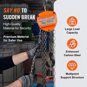 1 Ton 2200 Lbs Capacity Hand Chain <b>Hoist</b> 10 FT Come G80 Galvanized Carbon Steel Double Pawl Brake Auto Chain Lead 6m for Farm - Product Image 4