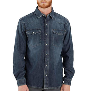 Chemise en jean pour homme à manches longues, style streetwear, décontractée, en tissu respirant, options de logo personnalisé, fournisseur en gros, OEM - Product Image 4
