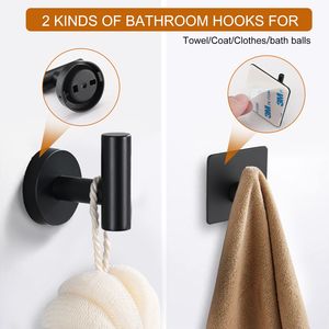 Ensemble d'accessoires de salle de bain en acier inoxydable noir mat, comprenant un porte-serviettes de 16 pouces, un porte-papier toilette et des crochets pour peignoirs, pour un style moderne - Product Image 3