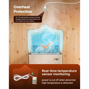 Stufa Elettrica a Infrarossi da 9KW per Sauna con Staffa Pre-Forata per 317.8-459 Cu. Saune Ft. - Product Image 4