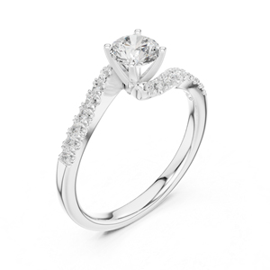 แหวนหมั้นเพชรทรงกลมเพาะเลี้ยงในห้องปฏิบัติการทองคำขาว 14K สำหรับผู้หญิง |   เพชรที่เพิ่งเพาะเลี้ยง - Product Image 6