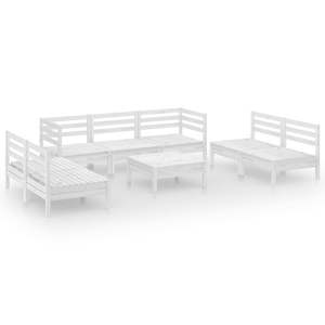 Set da salotto da giardino in legno di pineta bianco solido da 8 pezzi, mobili da esterno di prima qualità - Product Image 2