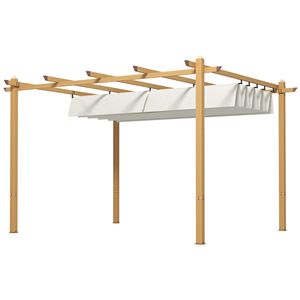 Pergola Retrattile in Alluminio 3x4 Metri con Tenda Parasole Crema per Giardino, Patio, Cortile e Terrazza - Product Image 1