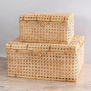 Eco friendly gift box hand-weaving rattan storage boxes wholesale price <b>lid</b> container <b>basket</b> - Product Image 5