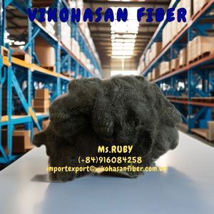 Fibre 100 % recyclée 6D noire solide et sèche, très demandée, de l'usine Vikohasan et fibre GRS pour la fabrication de fil non tissé et de géotextile. - Product Image 3