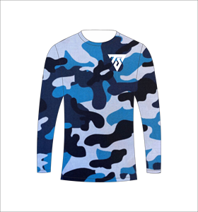 เสื้อยืดแขนยาวลายพรางสีน้ำเงินแบบซับลิเมชั่นสำหรับผู้ชาย เสื้อสำหรับล่าสัตว์ เล่นกีฬา และฝึกซ้อม - Product Image 2