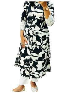 Kurti Étnico Contemporáneo para Mujer, de Seda Georgette con Bordado Intenso, Diseño Moderno, Calidad de Exportación India, Hecho a Medida, Viscosa - Product Image 1