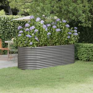 Lit surélevé de jardin en acier enduit de poudre de 88.2 "x 31.5" x 26.8 "dans des fournitures de jardin grises - Product Image 1