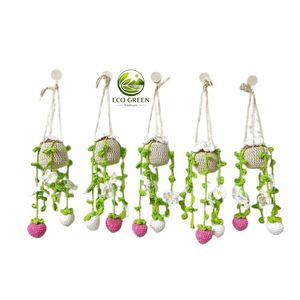Cesta Colgante de Flores Tejida a Crochet, Ecológica y Hecha a Mano, Decorativa, para Plantas, Decoración de Pared del Hogar, Regalo de Boda - Product Image 5