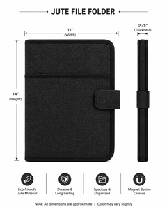 แฟ้มธุรกิจผ้าปอกระเจาสีดำ AMANI พร้อมสายรัดปิด H-14" W-11" - Product Image 2