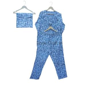 Nuevo Conjunto de pijama largo de algodón Unisex bloque de mano estampado Floral ropa de dormir cómoda traje de noche mejor regalo de Navidad - Product Image 1
