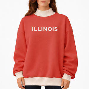 Sudadera de cuello alto de dos tonos para mujer, de ajuste holgado, personalizada, de forro polar, de manga larga, con lentejuelas y distintivos, precio mayorista económico - Product Image 5