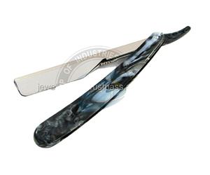 Wholesale Marble Plastic Handle Shavette Disposable Straight Cut Throat Shaving <b>Razor</b> With <b>Single</b> Edge Half <b>Blade</b> Body Shaving - Product Image 1
