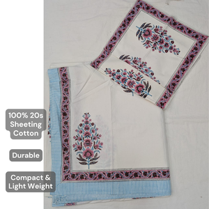 Premium Jaipur Artisanal Hand Block Print Floral Classic <b>King</b> <b>Size</b> 3-Piece 200TC 100% Cotton Eco-Friendly Soft Machine Washable - Product Image 4