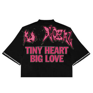 T-shirt personnalisé 100% coton, coupe ample et épaisse, impression DTG, t-shirt graphique avec strass perlés pour hommes - Product Image 3