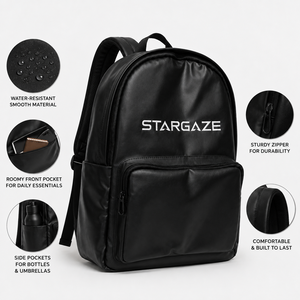 Stargaze <b>Black</b> PU <b>Backpack</b> Softback 20-35L <b>Waterproof</b> Zipper Closure Unisex Daily Use Bag Wholesale Rate OEM Custom 2026 - Product Image 4