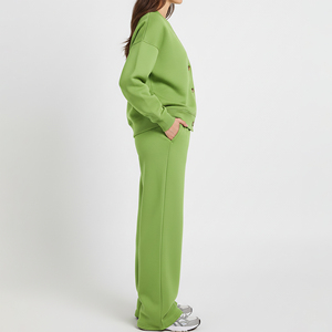 Nuevo Diseño de Primavera/Otoño, Chándal Informal con Botones y Logotipo Personalizado para Mujer, Chándal de Color Sólido con Logotipo Bordado Personalizado - Product Image 5