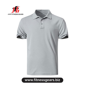 Polo à manches courtes pour homme, couleur unie, tissage Oxford, style décontracté, coupe classique, col boutonné, gris, bleu, rouge, noir - Product Image 5
