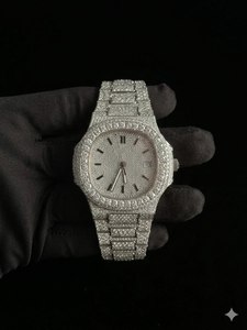 Reloj Mecánico de Acero Inoxidable con Cristales de Moissanita Cuadrados VVS, Chapado en Oro Brillante de Lujo, 100% Probado con Diamantes, Estilo Hip Hop - Product Image 3