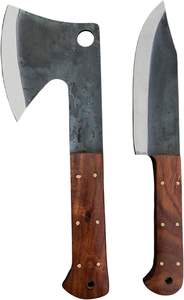 Ensemble de couteaux Viking forgés à la main en acier Damas, couteau à découper avec manche en corne de taureau, couteau de boucher à lame pleine, dureté HRC60-65 - Product Image 6