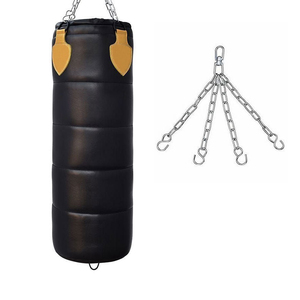 <b>Boxing</b> Training Bag Black PU Durable Sand Filled Adult Use with Chain Suspension High Quality For <b>Boxing</b> Training - Product Image 1