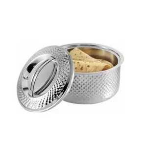 Boîte à roti en acier inoxydable martelé, chauffe-tortillas isotherme, récipient de service pour casseroles et chapatis avec couvercle pour la maison, les restaurants et les hôtels - Product Image 1