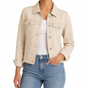 Denim Jacket <b>Women's</b> Fashion Denim Jacket <b>Women's</b> Fashion Stretch Denim Jacket <b>Women</b> Full Sleeve Turn-down <b>Collar</b> Best Fashion - Product Image 1