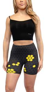 Shorts de sport pour femme à taille basse, imprimé floral, en coton et élasthanne, avec cordon de serrage, séchage rapide, tricoté, vêtement de sport - Product Image 2