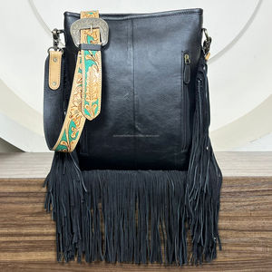 New Trend Luxury Designers Fringe Bag Custom Hand Tooled Cowhide Leather Crossbody Messenger Handbags for Women Zipper Purse - Product Image 6