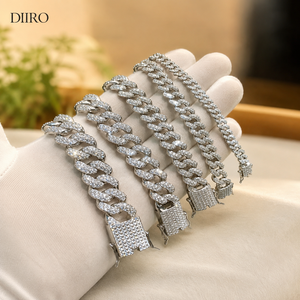 Hip Hop Moissanite Cuban Link <b>Chain</b> <b>Iced</b> <b>Out</b> Brilliant Round Cut Necklace 925 Sterling Silver Gold Plated Unisex - Product Image 1