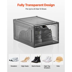 Set di 9 Scatole Trasparenti in Plastica per Conservazione Sneaker, Organizzatori Impilabili per Scarpe con Porta Magnetica, Misura 13, Adatte per Clienti USA - Product Image 4