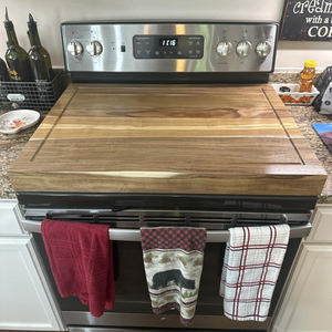 Acacia Wooden Board Cover for Electric <b>Stove</b> Top Large Serving Tray Chopping Board with Handle from Factory in Vietnam - Product Image 4