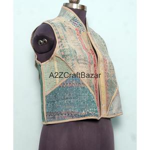 Chaqueta Acolchada Hecha a Mano 100% Algodón, Estampado Floral Vintage, Botones Forrados, Mangas Medias, Transpirable, para Todas las Temporadas - Product Image 4