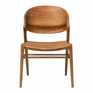 Chaise de salle à manger contemporaine en teck massif avec dossier ergonomique pour le soutien lombaire, écologique, imperméable, pour appartement, maison, bureau - Product Image 1